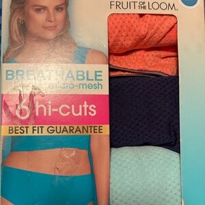 Fruit of the Loom Micro-Mesh Hi-Cuts in Coral, Navy, and Light Blue